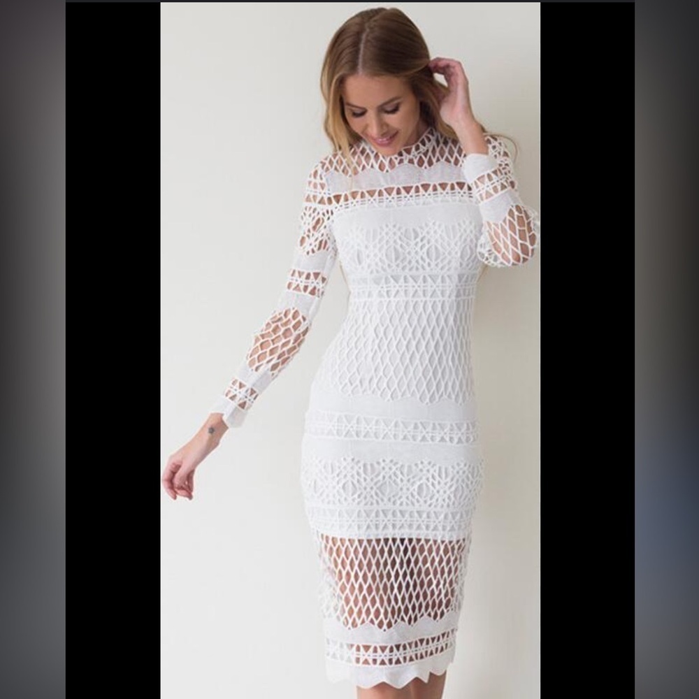 NWT Banjul Long Sleeve Hollow Out Lace Krizia Dress M